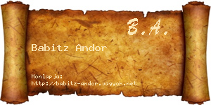 Babitz Andor névjegykártya